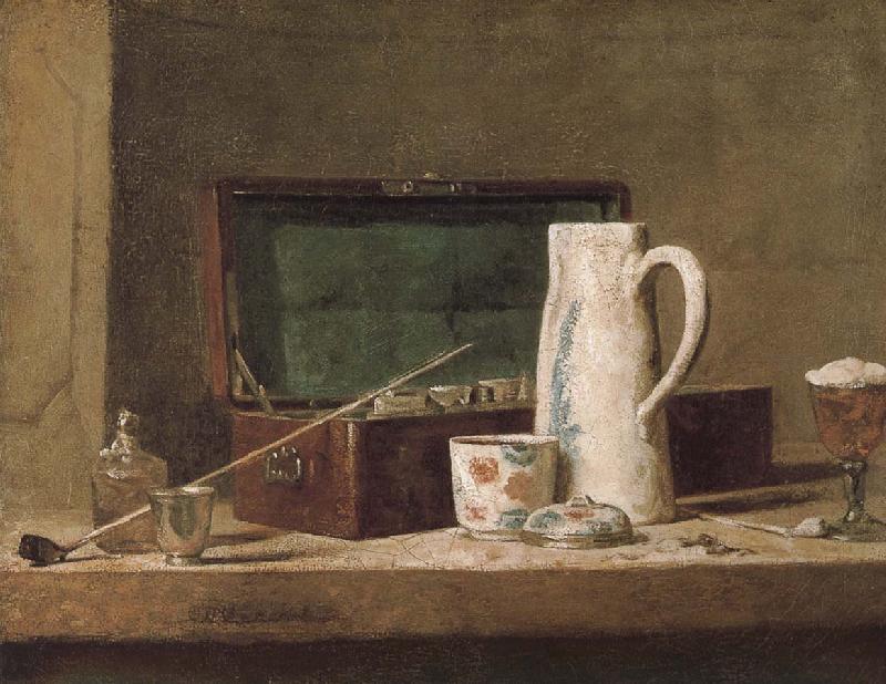 Jean Baptiste Simeon Chardin Pipe tobacco and alcohol containers browser oil painting picture